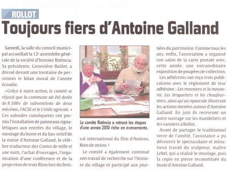 Dans la presse : assemblée générale 2011 et fierté autour d'Antoine Galland