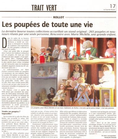 Dans la presse : exposition de poupées anciennes lors du 11e salon des collectionneurs de Rotincia