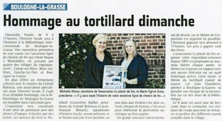 Courrier Picard du 7 août 2015 concernant l'exposition sur le tortillard à Boulogne-la-Grasse