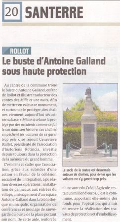 Dans la presse : le buste d'Antoine Galland sous haute protection